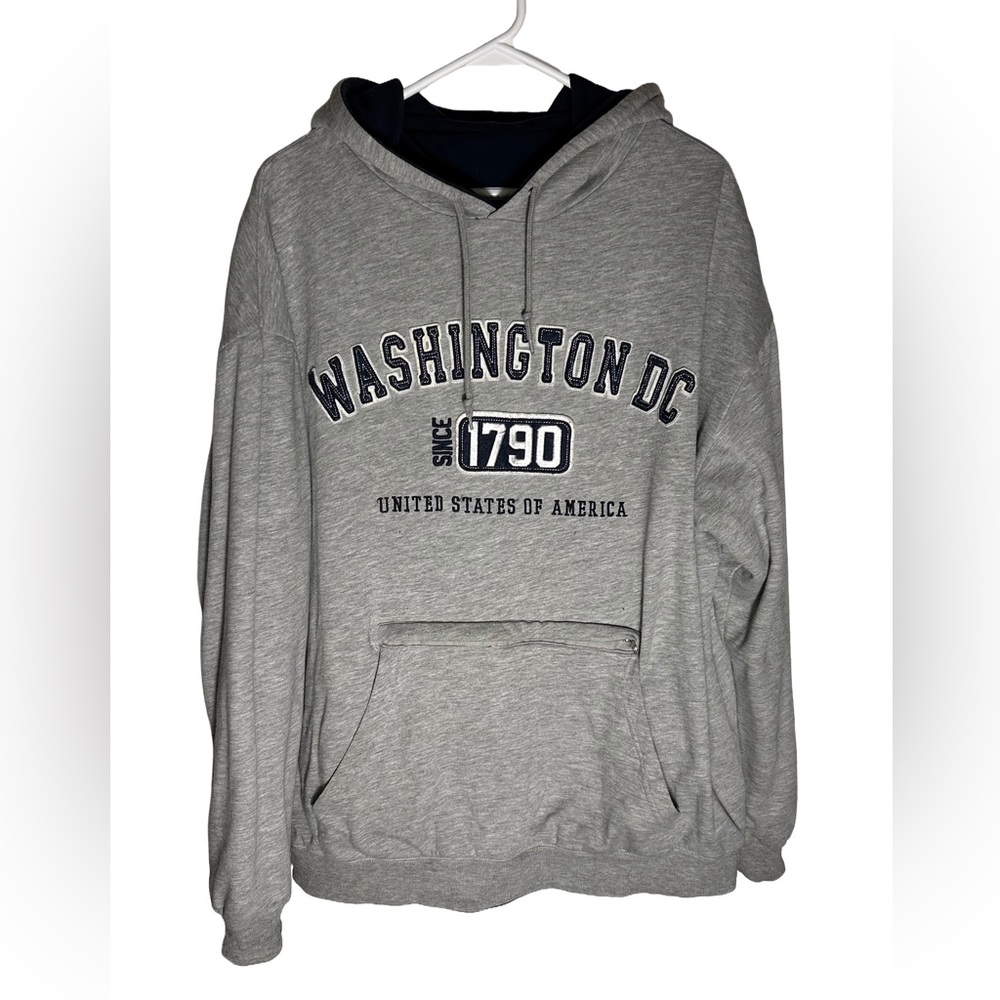 Reversible Heavy Duty Gray and Blue Washington DC Hoodie